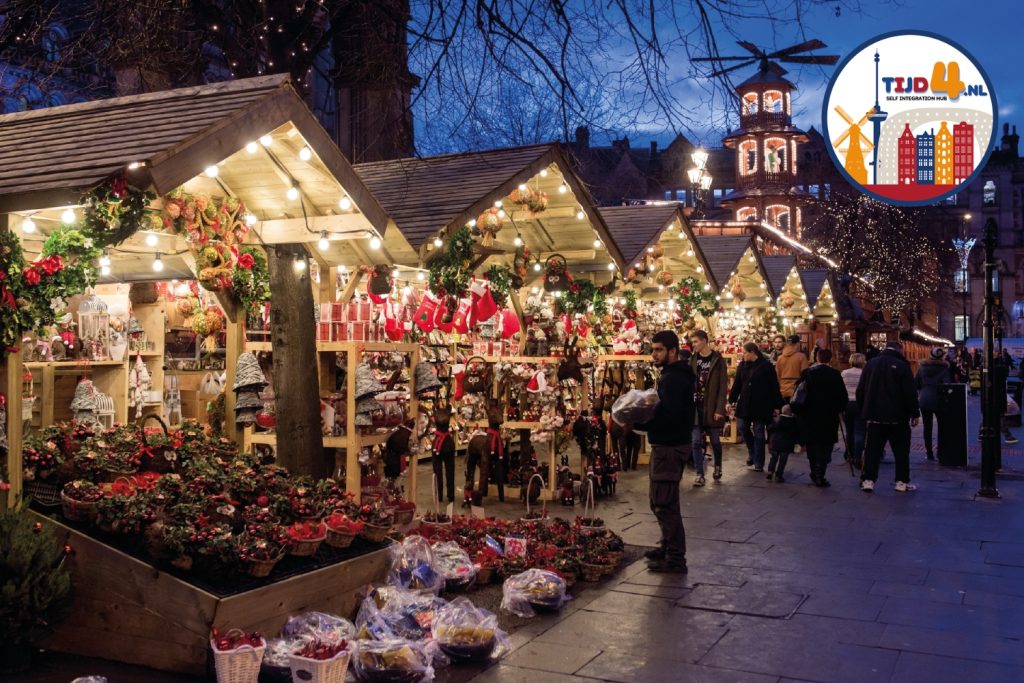 Een afbeelding van souvenirwinkels met kerst in Nederland.