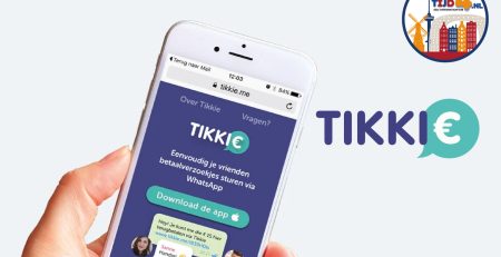 Een afbeelding van de webpagina van de Tikkie-app op een telefoon